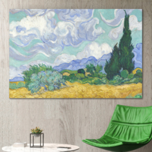 A Wheatfield with Cypresses by Van Gogh Giclee Canvas Prints Wrapped Gallery Wall Art | Stretched and Framed Ready to Hang - 12" x 18"