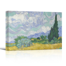A Wheatfield with Cypresses by Van Gogh Giclee Canvas Prints Wrapped Gallery Wall Art | Stretched and Framed Ready to Hang - 12" x 18"