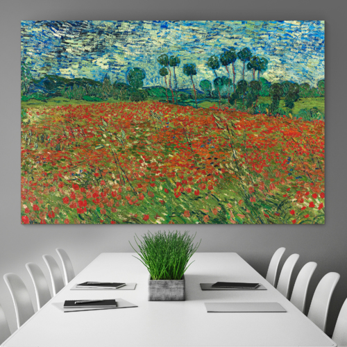 overstockArt Field of Poppies by Van Gogh with Vienna Wood Frame and Gold Leaf Finish 