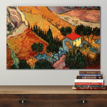 Valley with Ploughman Seen from Above by Vincent Van Gogh - Canvas Print Wall Art Famous Painting Reproduction - 24" x 36"
