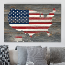 Rustic Patriotism on Wood Canvas - Canvas Art