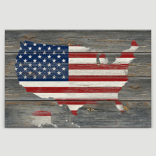 Rustic Patriotism on Wood Canvas - Canvas Art