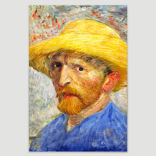 Self-Portrait with Straw Hat by Vincent Van Gogh Canvas Print Wall Art Famous Painting Reproduction - 16" x 24"