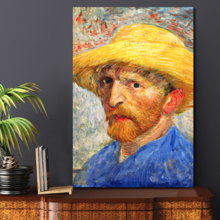 Self-Portrait with Straw Hat by Vincent Van Gogh Canvas Print Wall Art Famous Painting Reproduction - 24" x 36"