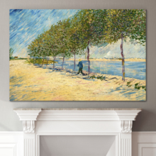 Along The Seine by Van Gogh Giclee Canvas Prints Wrapped Gallery Wall Art | Stretched and Framed Ready to Hang - 24" x 36"