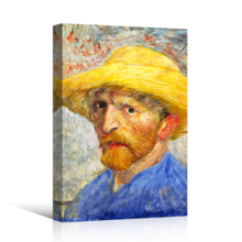 Self-Portrait with Straw Hat by Vincent Van Gogh Canvas Print Wall Art Famous Painting Reproduction - 12" x 18"