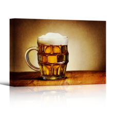Canvas Wall Art - Vintage Style Beer Mug on Rustic Wooden Table | Modern Home Art Canvas Prints Gallery Wrap Giclee Printing & Ready to Hang - 32" x 48"