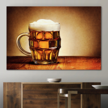 Canvas Wall Art - Vintage Style Beer Mug on Rustic Wooden Table | Modern Home Art Canvas Prints Gallery Wrap Giclee Printing & Ready to Hang - 12" x 18"