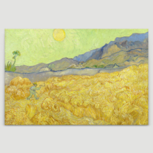 Wheatfield with a Reaper by Vincent Van Gogh - Canvas Print Wall Art Famous Painting Reproduction - 12" x 18"