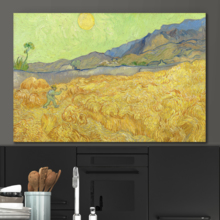 Wheatfield with a Reaper by Vincent Van Gogh - Canvas Print Wall Art Famous Painting Reproduction - 12" x 18"