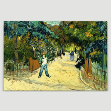 Entrance to The Public Park in Arles by Vincent Van Gogh - Canvas Wall Art Famous Fine Art Reproduction| World Famous Painting Replica on Wrapped Canvas Print Modern Home Art Wood Framed- 12" x 18"