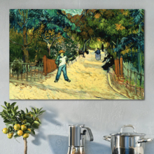 Entrance to the Public Park in Arles by Vincent Van Gogh - Canvas Wall Art Famous Fine Art Reproduction| World Famous Painting Replica on Wrapped Canvas Print Modern Home Art Wood Framed - 16" x 24"