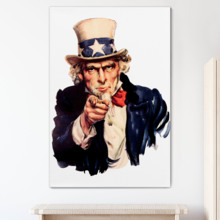 Uncle Sam I Want You - Canvas Print Wall Art Famous Painting Reproduction - 12" x 18"