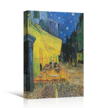 Canvas Print Wall Art - Cafe by Vincent Van Gogh Reproduction on Canvas Stretched Gallery Wrap. Ready to Hang - 12"x18"