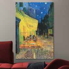 Canvas Print Wall Art - Cafe by Vincent Van Gogh Reproduction on Canvas Stretched Gallery Wrap. Ready to Hang - 12"x18"