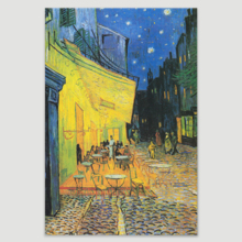 Canvas Print Wall Art - Cafe by Vincent Van Gogh Reproduction on Canvas Stretched Gallery Wrap. Ready to Hang - 12"x18"
