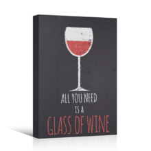 Canvas Prints Wall Art - Chalkboard Style Illustration with a Glass of Red Wine | Modern Wall Decor/Home Decoration Stretched Gallery Canvas Wrap Giclee Print. Ready to Hang - 24" x 36"