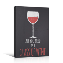 Canvas Prints Wall Art - Chalkboard Style Illustration with a Glass of Red Wine | Modern Wall Decor/Home Decoration Stretched Gallery Canvas Wrap Giclee Print. Ready to Hang - 12" x 18"