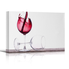 Canvas Wall Art - Pair of Full and Empty Wine Glasses | Modern Home Art Canvas Prints Gallery Wrap Giclee Printing & Ready to Hang - 16" x 24"