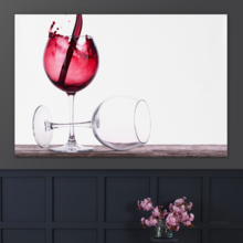 Canvas Wall Art - Pair of Full and Empty Wine Glasses | Modern Home Art Canvas Prints Gallery Wrap Giclee Printing & Ready to Hang - 16" x 24"
