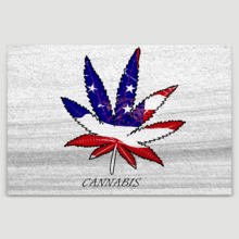 Canvas Wall Art - Colorful Leaf Shaped American Flag with The Word Cannabis - Gallery Wrap Modern Home Art | Ready to Hang - 12x18 inches