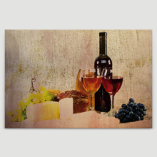 Canvas Wall Art - Still Life with Wine Bottle and Glass on Vintage Background - Gallery Wrap Modern Home Art | Ready to Hang - 12x18 inches