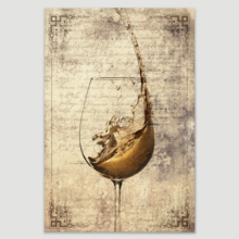 Canvas Wall Art - Wine Splash in Glass on Vintage Letter Background - Gallery Wrap Modern Home Art | Ready to Hang - 12x18 inches