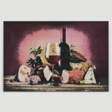 Canvas Wall Art - Still Life with Wine Bottle and Glass on Abstract Background - Gallery Wrap Modern Home Art | Ready to Hang - 24x36 inches