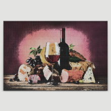 Canvas Wall Art - Still Life with Wine Bottle and Glass on Abstract Background - Gallery Wrap Modern Home Art | Ready to Hang - 12x18 inches