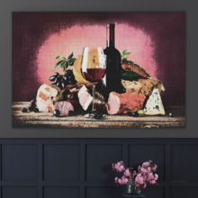 Canvas Wall Art - Still Life with Wine Bottle and Glass on Abstract Background - Gallery Wrap Modern Home Art | Ready to Hang - 12x18 inches