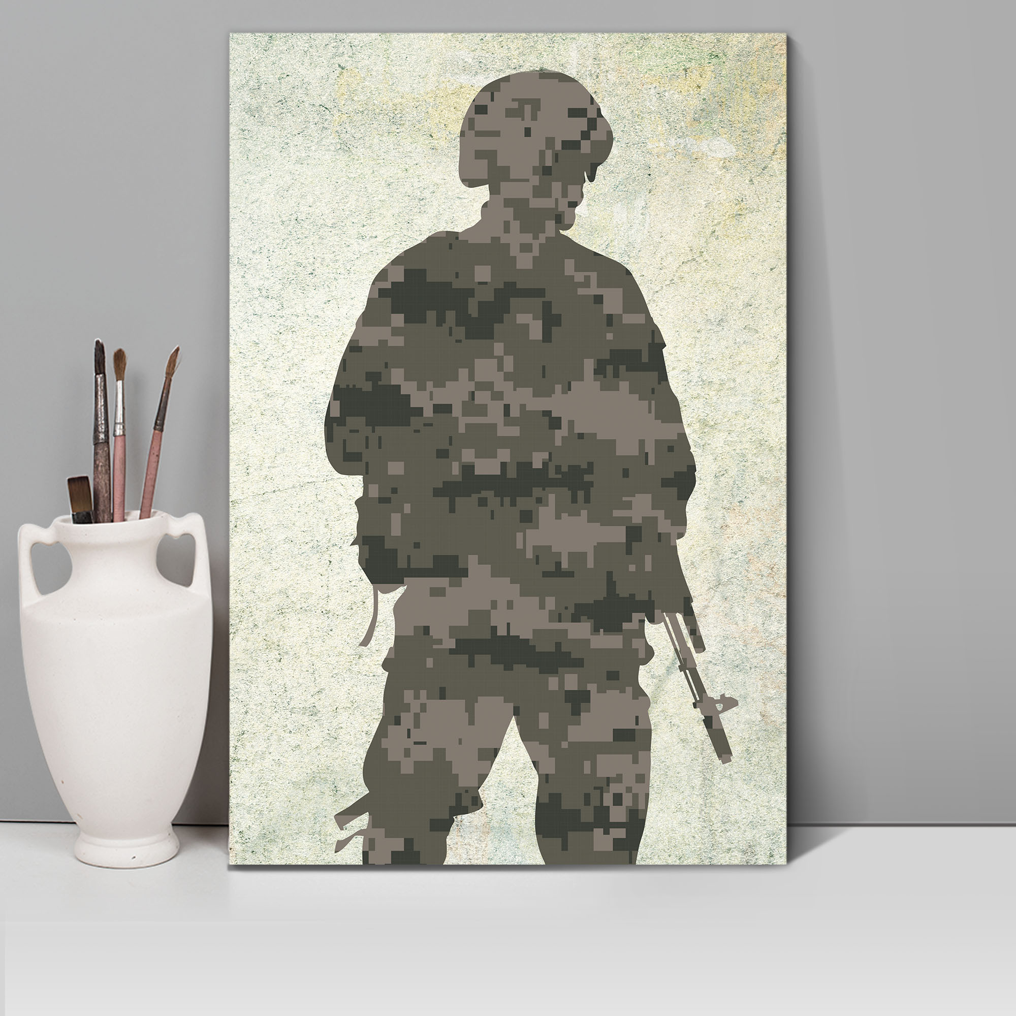 Silhouette of a Soldier - Canvas Art