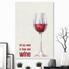 Canvas Wall Art - All You Need is Love and Wine - Gallery Wrap Modern Home Art | Ready to Hang - 12x18 inches