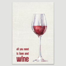 Canvas Wall Art - All You Need is Love and Wine - Gallery Wrap Modern Home Art | Ready to Hang - 12x18 inches