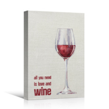 Canvas Wall Art - All You Need is Love and Wine - Gallery Wrap Modern Home Art | Ready to Hang - 16x24 inches