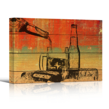 Canvas Wall Art - Beer Bottles and Glass on Vintage Wood Style Background - Gallery Wrap Modern Home Art | Ready to Hang - 12x18 inches