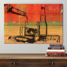 Canvas Wall Art - Beer Bottles and Glass on Vintage Wood Style Background - Gallery Wrap Modern Home Art | Ready to Hang - 12x18 inches