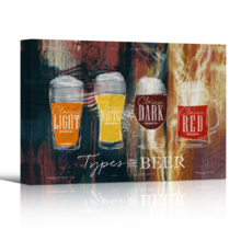 Canvas Wall Art - Types of Different Beers - Gallery Wrap Modern Home Art | Ready to Hang - 24x36 inches