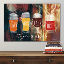 Canvas Wall Art - Types of Different Beers - Gallery Wrap Modern Home Art | Ready to Hang - 24x36 inches