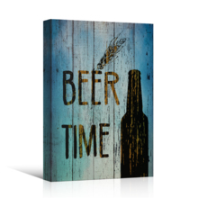 Canvas Wall Art - Bottle of Beer on Vintage Style Wood Background - Gallery Wrap Modern Home Art | Ready to Hang - 32x48 inches