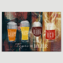 Canvas Wall Art - Types of Different Beers - Gallery Wrap Modern Home Art | Ready to Hang - 12x18 inches