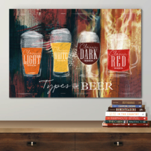 Canvas Wall Art - Types of Different Beers - Gallery Wrap Modern Home Art | Ready to Hang - 12x18 inches