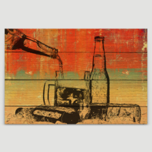 Canvas Wall Art - Beer Bottles and Glass on Vintage Wood Style Background - Gallery Wrap Modern Home Art | Ready to Hang - 24x36 inches
