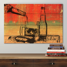 Canvas Wall Art - Beer Bottles and Glass on Vintage Wood Style Background - Gallery Wrap Modern Home Art | Ready to Hang - 24x36 inches