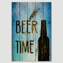 Canvas Wall Art - Bottle of Beer on Vintage Style Wood Background - Gallery Wrap Modern Home Art | Ready to Hang - 12x18 inches