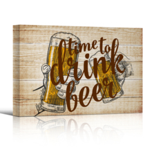 Canvas Wall Art - Time to Drink Beer - Gallery Wrap Modern Home Art | Ready to Hang - 12x18 inches