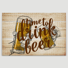 Canvas Wall Art - Time to Drink Beer - Gallery Wrap Modern Home Art | Ready to Hang - 12x18 inches