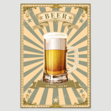 Canvas Wall Art - Beer on Vintage Background - Gallery Wrap Modern Home Art | Ready to Hang - 24x36 inches