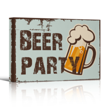 Canvas Wall Art - Beer Party with Glass of Beer - Gallery Wrap Modern Home Art | Ready to Hang - 24x36 inches