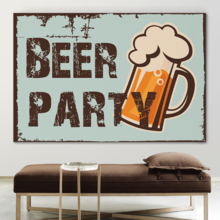 Canvas Wall Art - Beer Party with Glass of Beer - Gallery Wrap Modern Home Art | Ready to Hang - 24x36 inches
