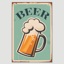 Canvas Wall Art - Beer on Vintage Background - Gallery Wrap Modern Home Art | Ready to Hang - 12x18 inches